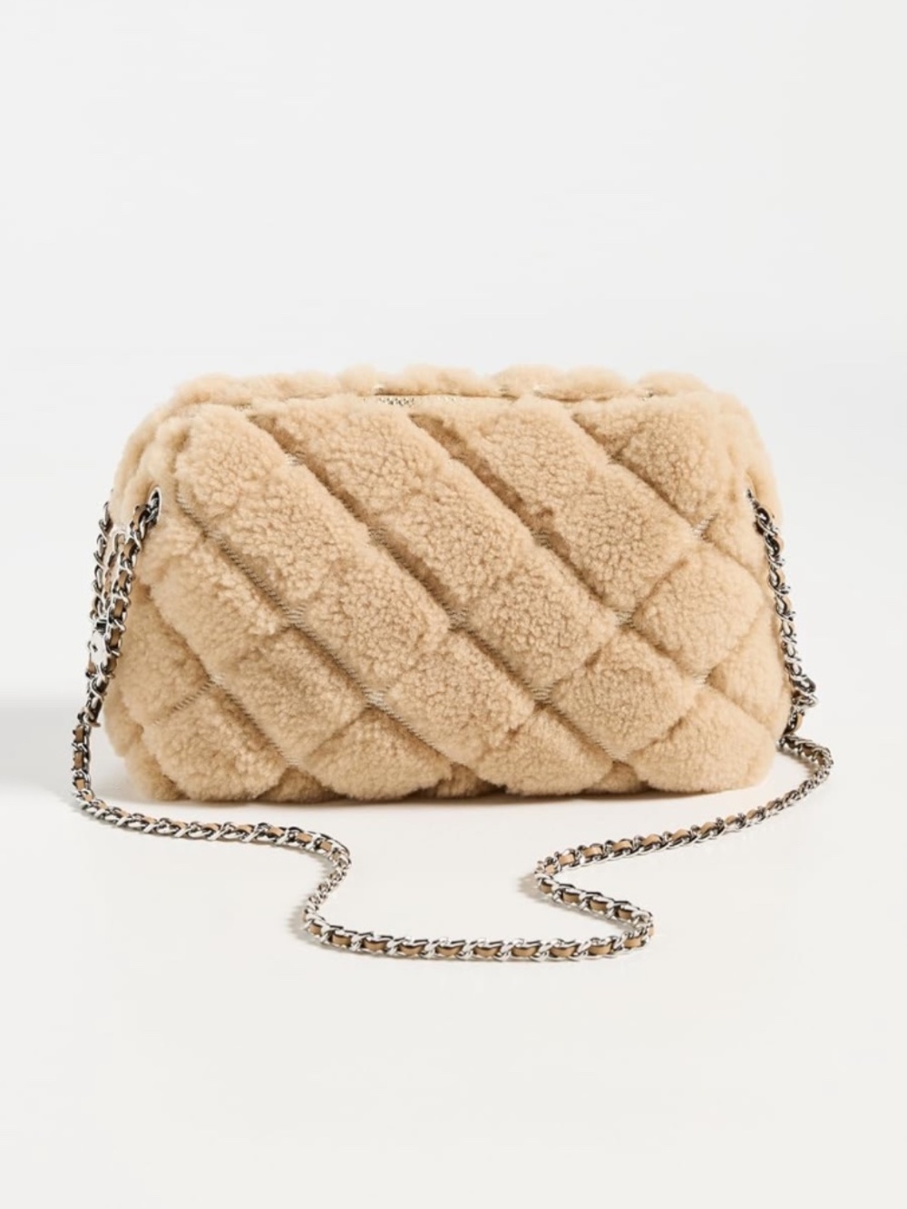 TORY BURCH Toasted Sesame Fleming Shearling Soft Crossbody Bag